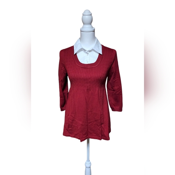 Motherhood Maternity Women’s Medium Red Sweater Christmas Long Cotton Blend - Picture 2 of 8